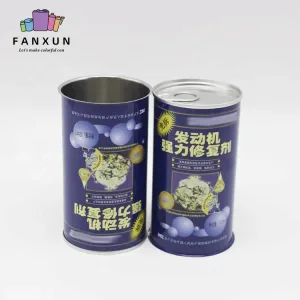 Round empty oil tin can